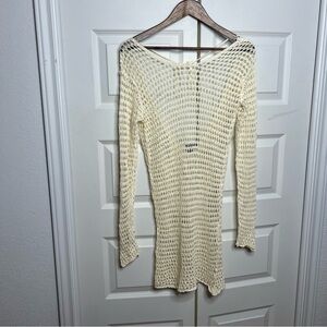 Nasty Gal Crochet Swim Cover-Up Dress Boho Beach White Size M